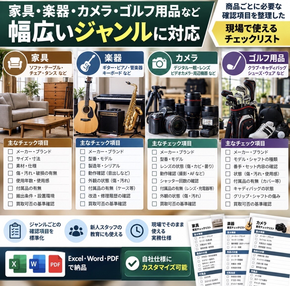 ジャンル別の買取査定チェックリストを作成します 商品ごとの確認漏れを防ぐ現場用チェックリスト イメージ4