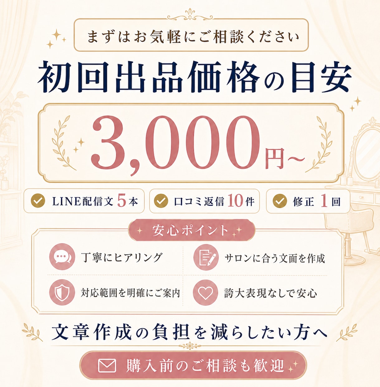 美容室・エステ向けLINEや口コミ返信文作成します LINEやSNSで配信文や口コミ返信文でお悩みのオーナー様 イメージ4