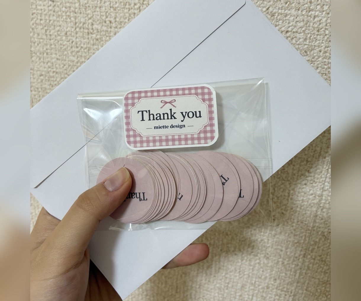 店名入りセミオーダー【ラベルシール】印刷発送します ショップ名入りThank youシールを84枚お届け イメージ4