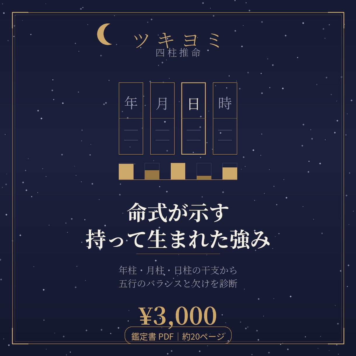 四柱推命 命式と五行バランス鑑定します 日干の本質と伸びる環境を命式図つきPDFで イメージ1