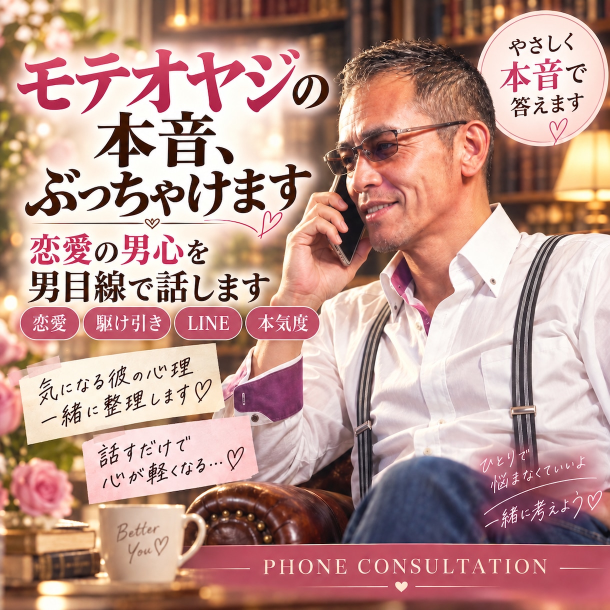 モテオヤジの本音✨心理を包み隠さず暴露します 男心が丸わかりの恋愛相談トークしてみませんか？ イメージ1