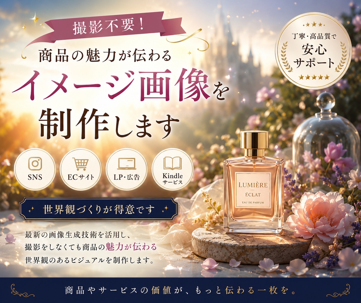 商品の魅力を伝えるイメージを撮影不要で制作します 商品の写真はあるけれど、なんだか魅力が伝わらない… イメージ1