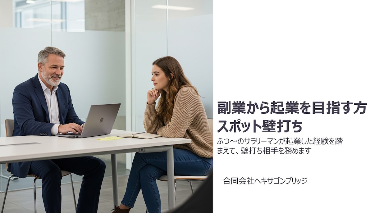 副業から起業を目指す方にスポット壁打ちを提供します ふつ～のサラリーマンが起業した経験を踏まえた壁打ちです。 イメージ1