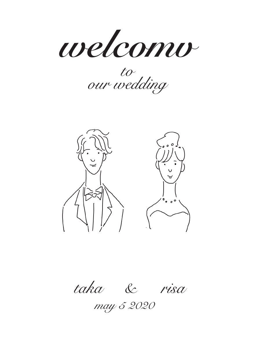 ウェルカムボードを作りますます 結婚式などにどうぞ、シンプルな似顔絵の イメージ2