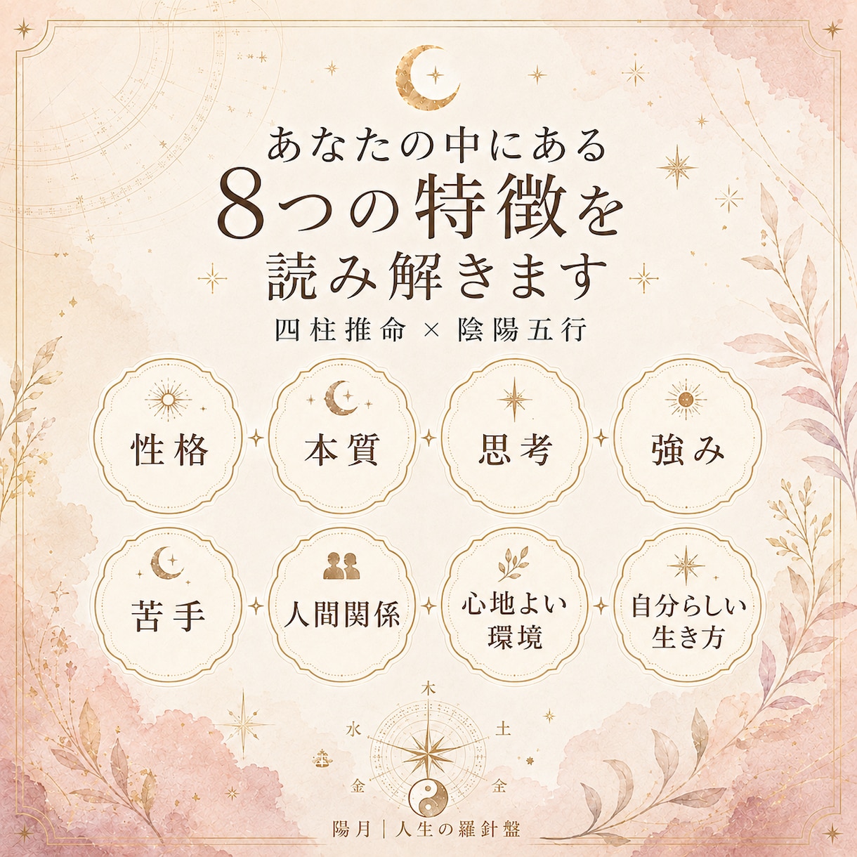 四柱推命であなたの性格と本質を読み解きます 生年月日から生まれ持った本質・性格・考え方のクセを丁寧に鑑定 イメージ3