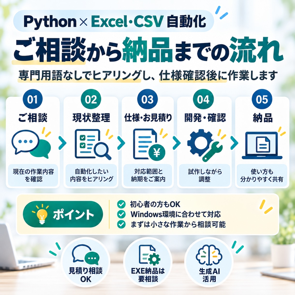 PythonでExcel・CSV作業を自動化します 面倒な集計・転記を効率化！物流現場での開発実績あり イメージ3