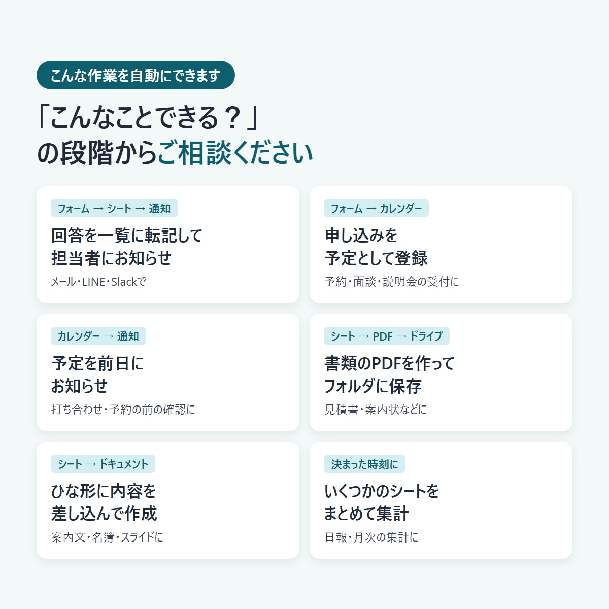 Googleの繰り返し作業をGASで自動化します やりたいことを聞いて形に。試作で確かめてから納品 イメージ2