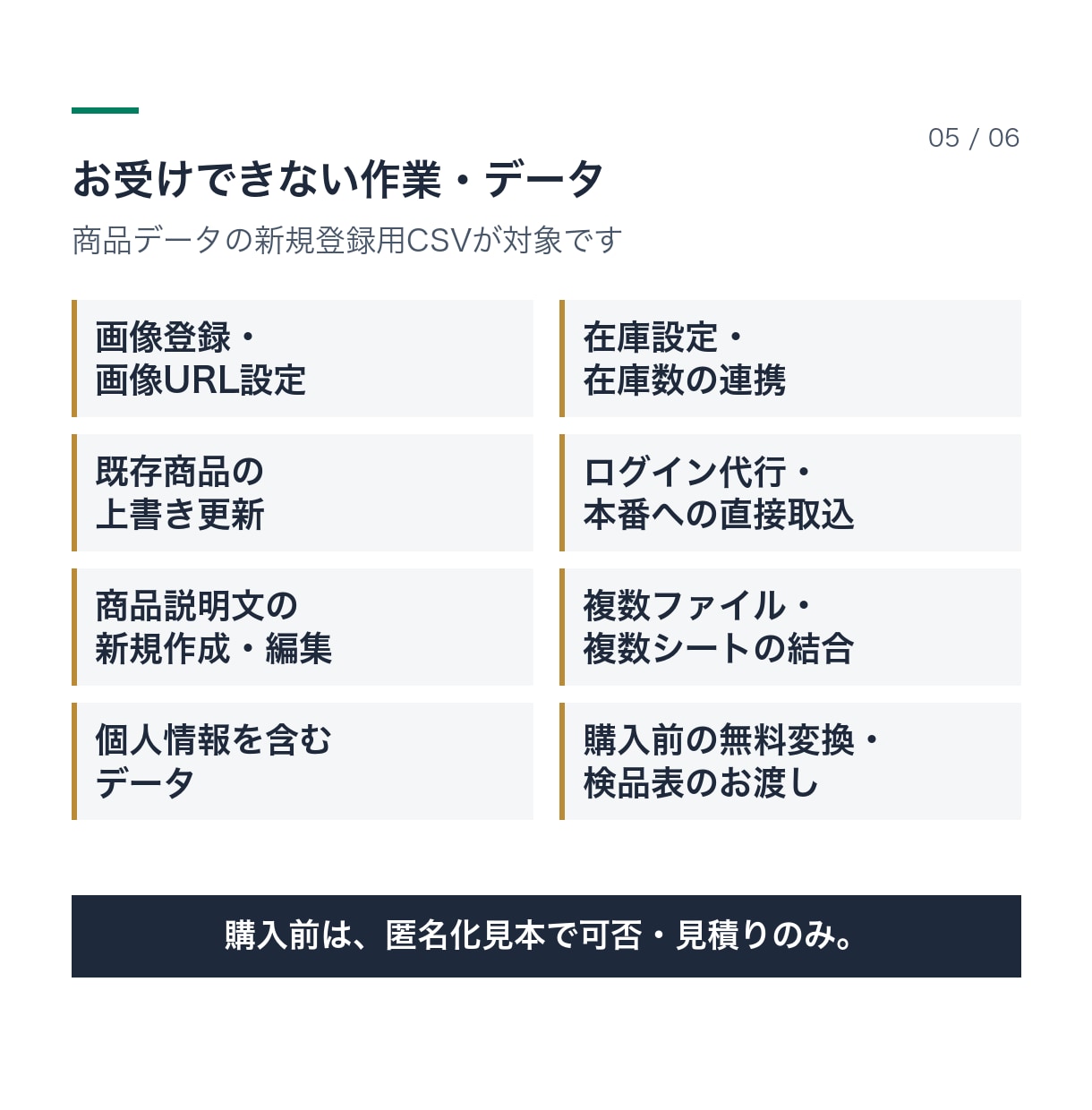 商品ExcelをShopify用CSVに変換します 検品表つき。開発用ストアで取込・照合して納品します イメージ5