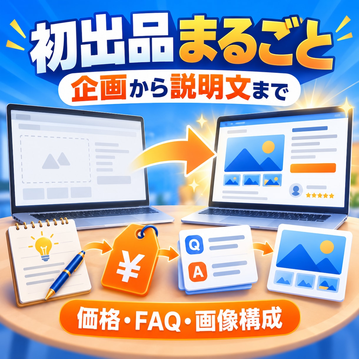 ココナラ初出品を丸ごと作ります 企画から説明文と画像構成まで一式で整えます イメージ1