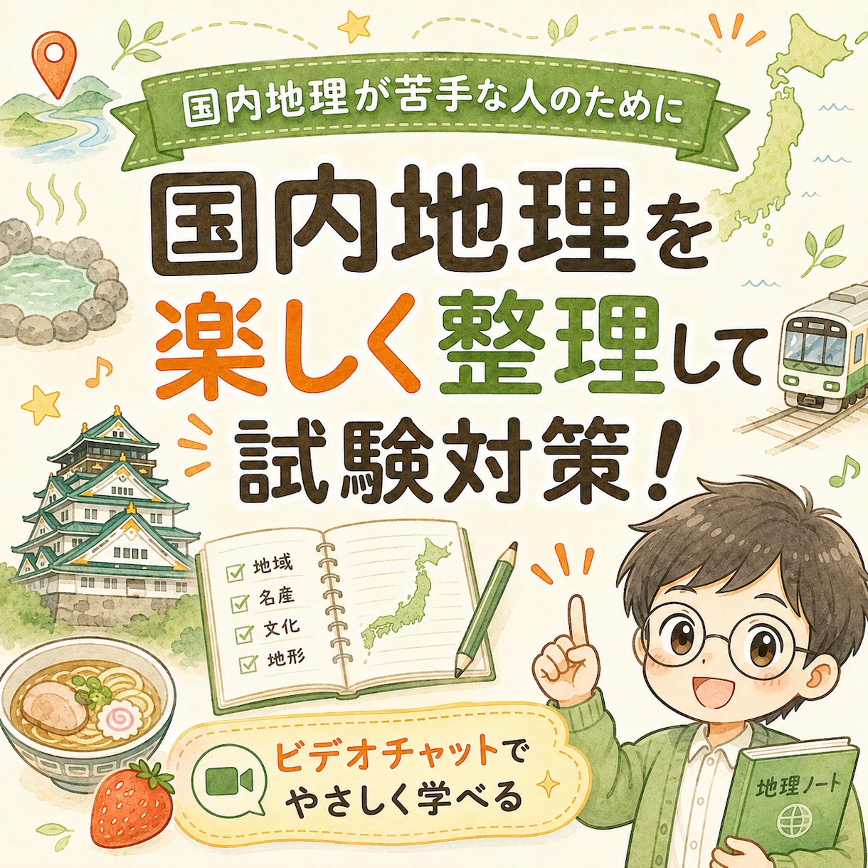 国内地理が苦手な方へ楽しく整理します 旅行業務取扱管理者の試験対策をやさしくサポート イメージ1
