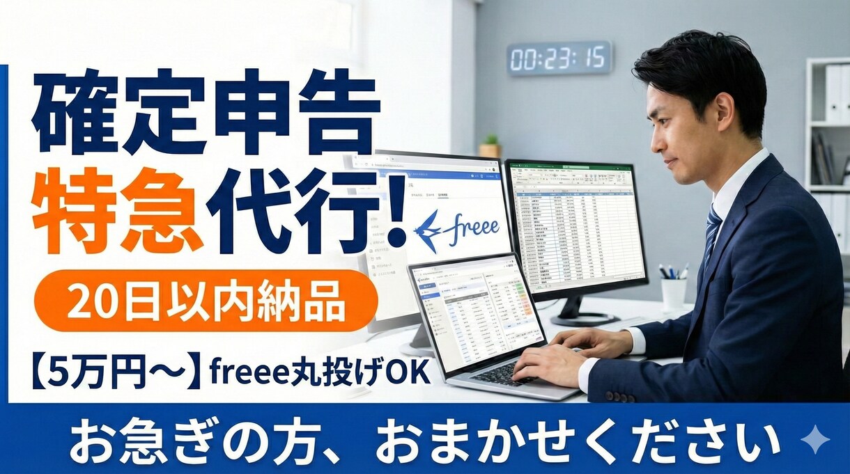 確定申告の帳簿作成を特急代行します 今からゆとりをもって確定申告の準備を行いませんか イメージ1