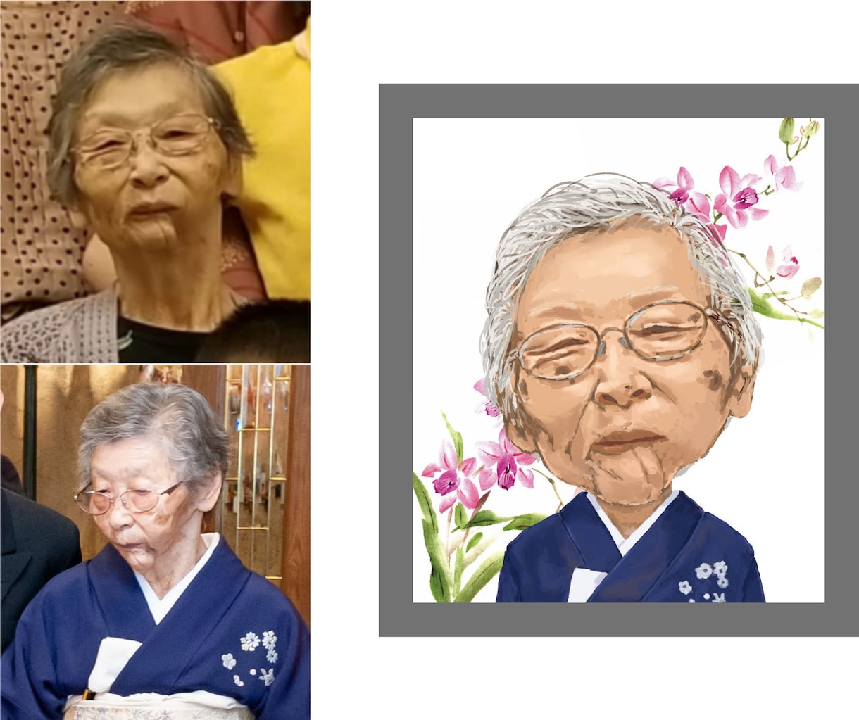 最短当日納品◆遺影写真をイラスト化いたします 良い写真がない・画質が悪い　お悩みはイラスト化で解消できます イメージ2