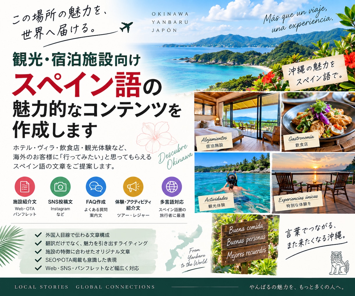 観光向けスペイン語コンテンツを作ります ホテル・飲食店・体験の魅力をスペイン語で伝えます イメージ1