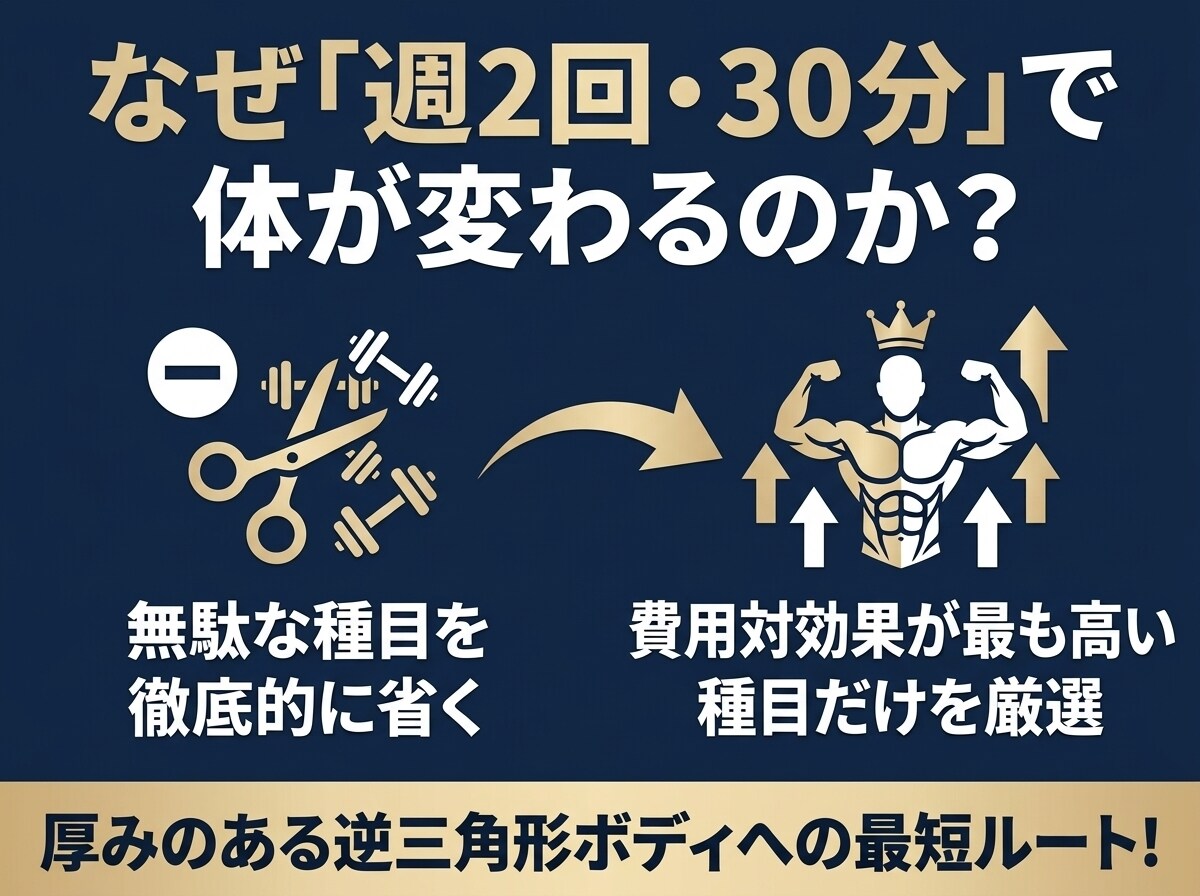 大会優勝者が週2回の時短筋トレメニューを作成します 週2回・1回30分で結果を出す！無駄を省いた時短メニュー！ イメージ3