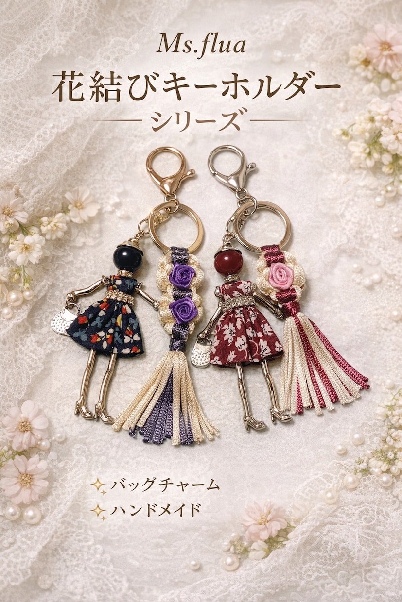 Ms.flua花結びキーホルダー販売します 心を結ぶ、小さな花。世界にひとつを貴方の為に届けます。 イメージ6