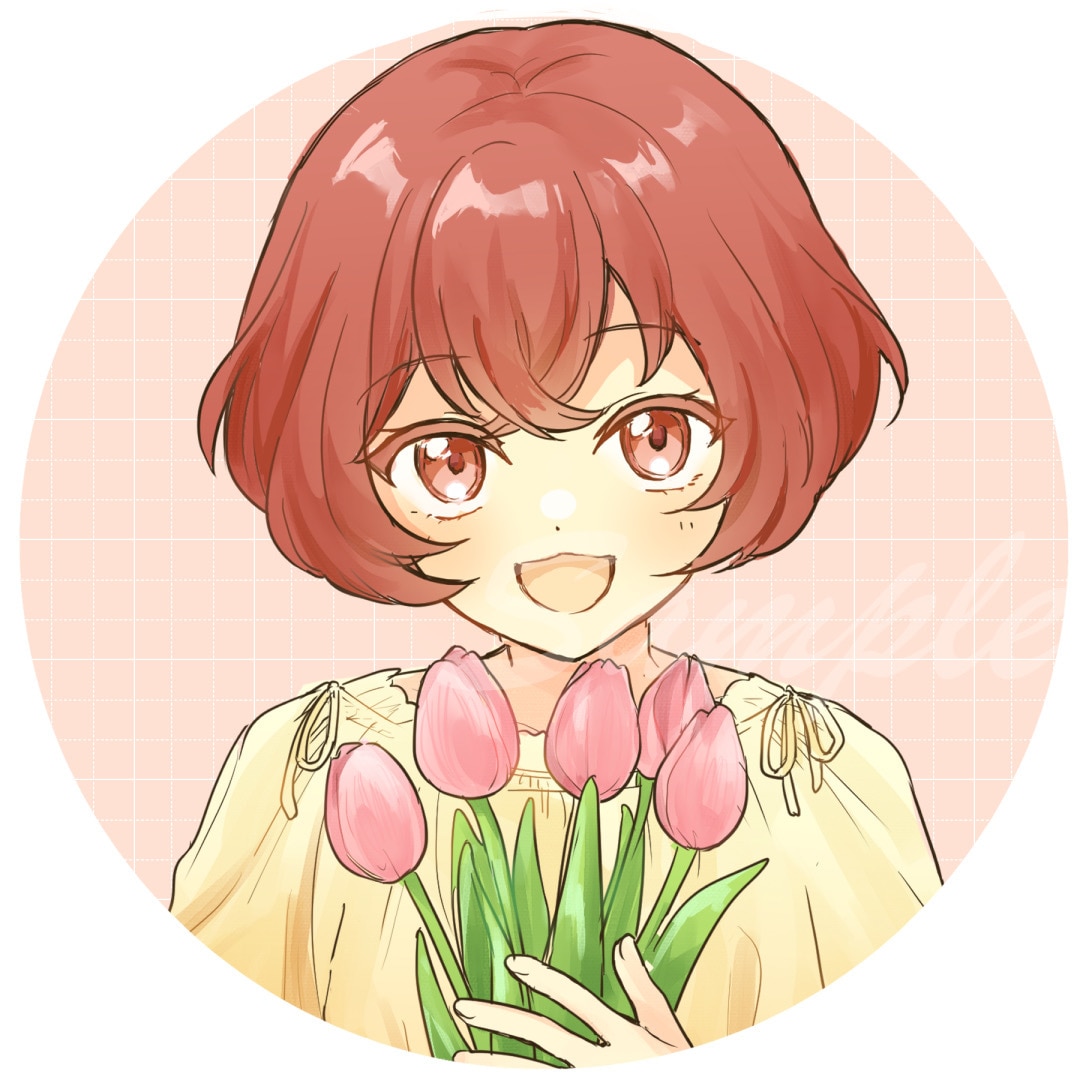 SNSアイコン向け＊ふんわり女の子×お花描きます ご要望に合わせて、女の子とお花のアイコンをお描きします！ イメージ1