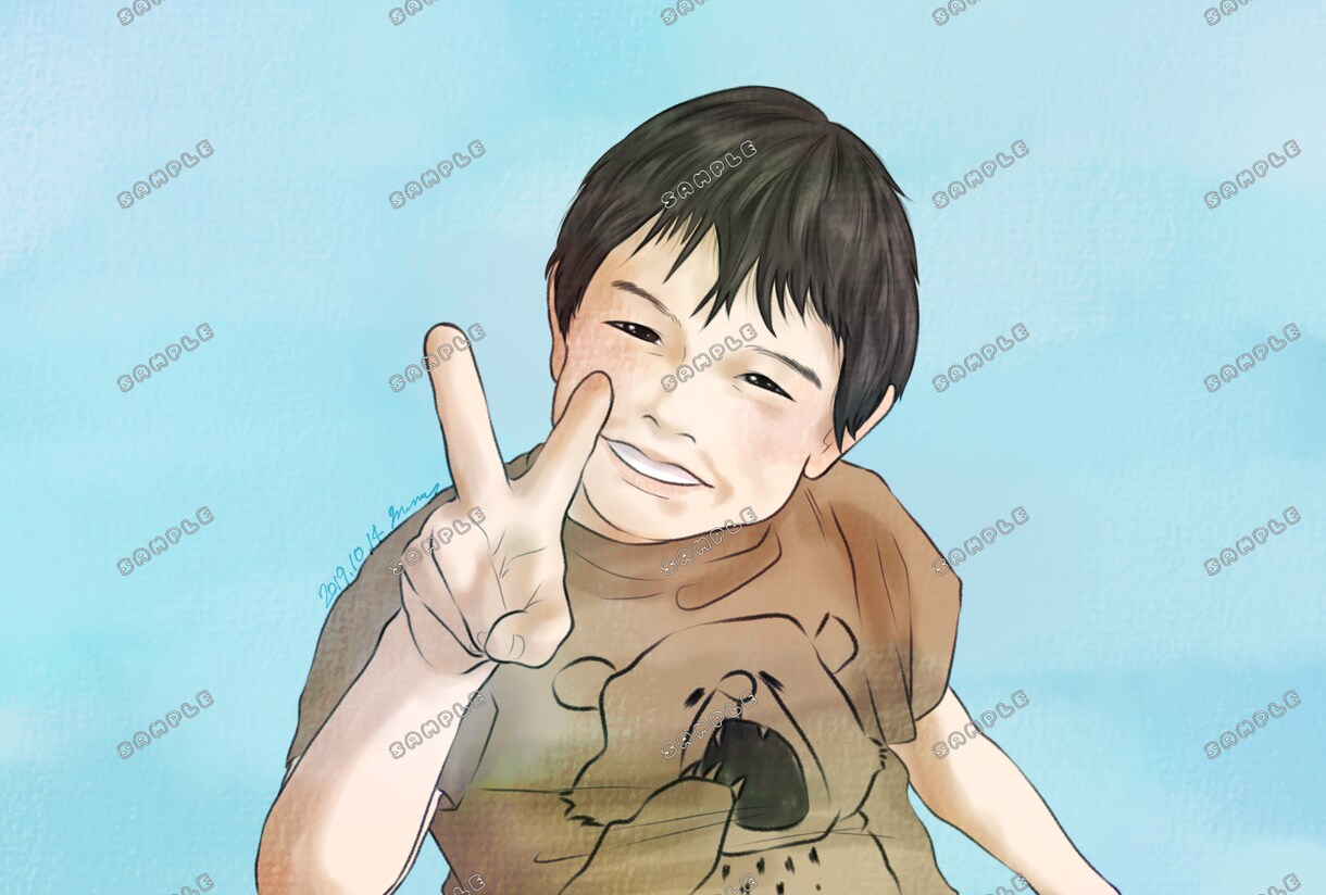 お子さんのお気に入りの写真をイラストにします お気に入りの写真をイラストで描きます。 イメージ1