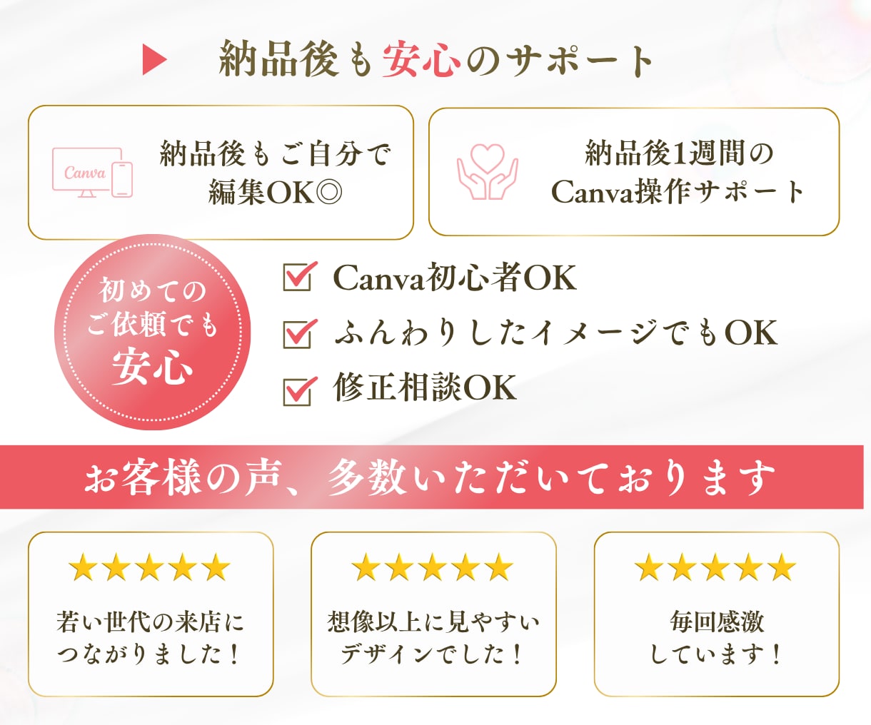 Canvaで集客を考えた女性向けチラシを作ります 女性が惹かれるデザインで反応率UP｜三つ折りパンフ対応 イメージ3
