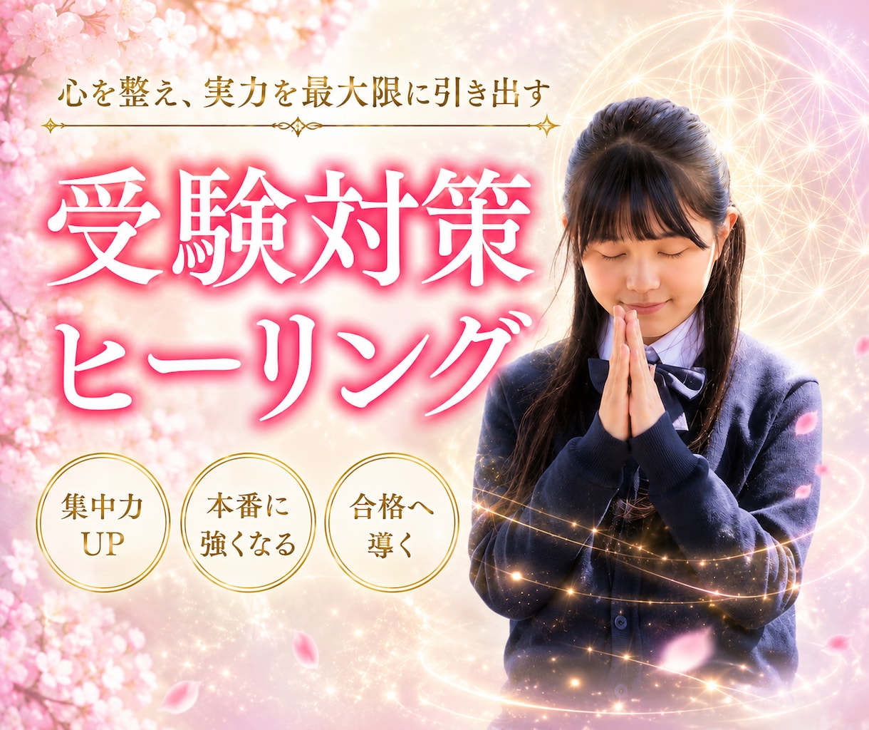 頑張る受験生の記憶と心を整理し志望校合格へ導きます ヒーリングにて精神を整え、記憶力が定着しやすい状態を作ります イメージ1