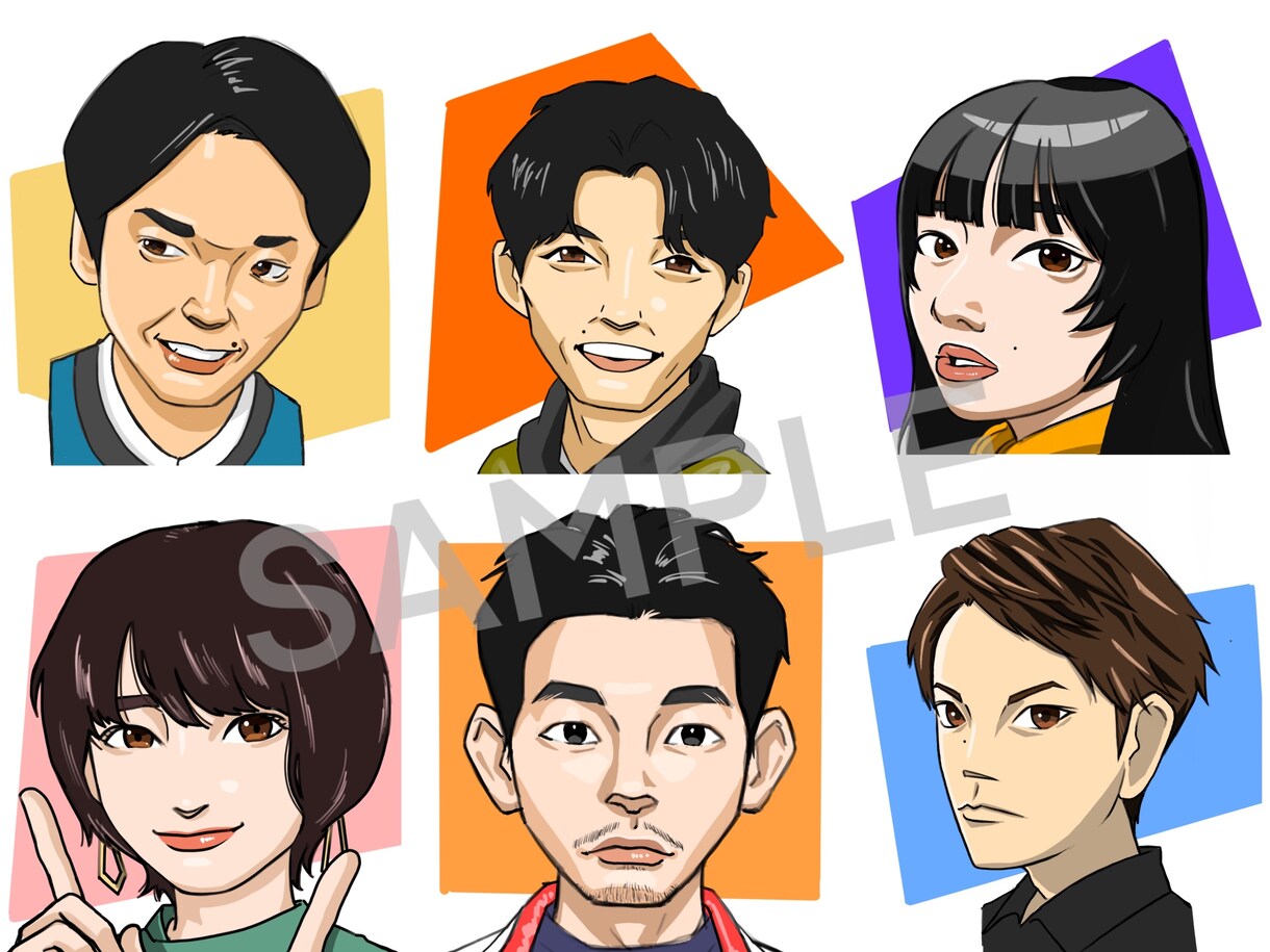 SNS用のアイコン似顔絵描きます 似ていてポップな似顔絵、低価格で描きます！ イメージ1