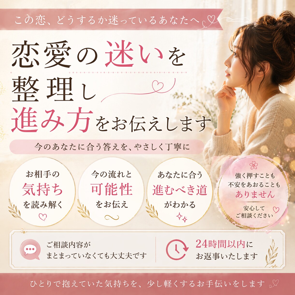 恋愛の縁とこれからの流れをみていきます 一人で悩んでいませんか？今の流れを読み解きます イメージ1