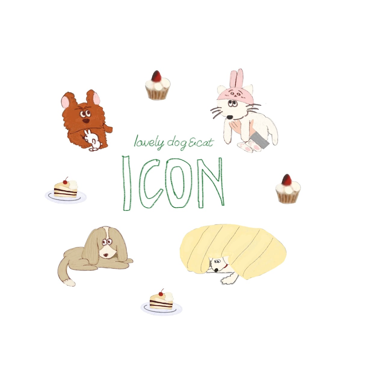 大人可愛い♡おしゃれなペットイラストお描きします うちの子、ペットの似顔絵♡小物、名入れ無料！人物×ペットも◎ イメージ1