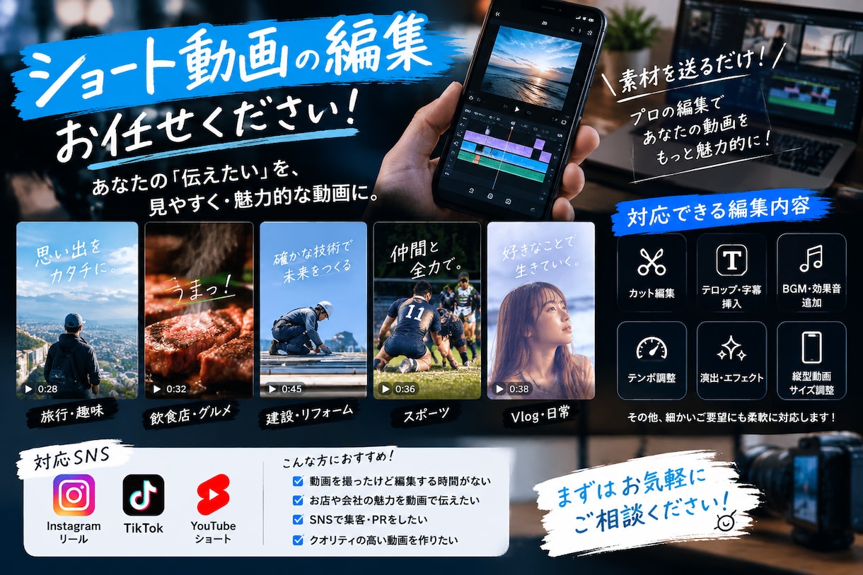 動画編集全般受けます 字幕などで魅力的で観やすい動画に！ イメージ1