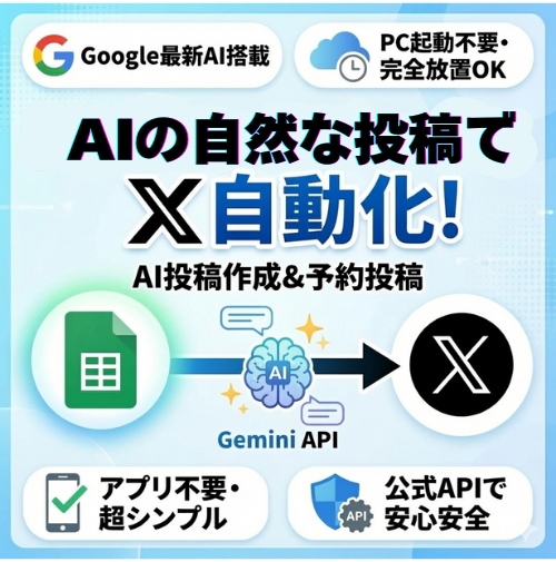 X(Twitter)AI自動投稿システム提供します 最新AIモデルを使った自然な投稿の自動生成が毎日実現できます イメージ1
