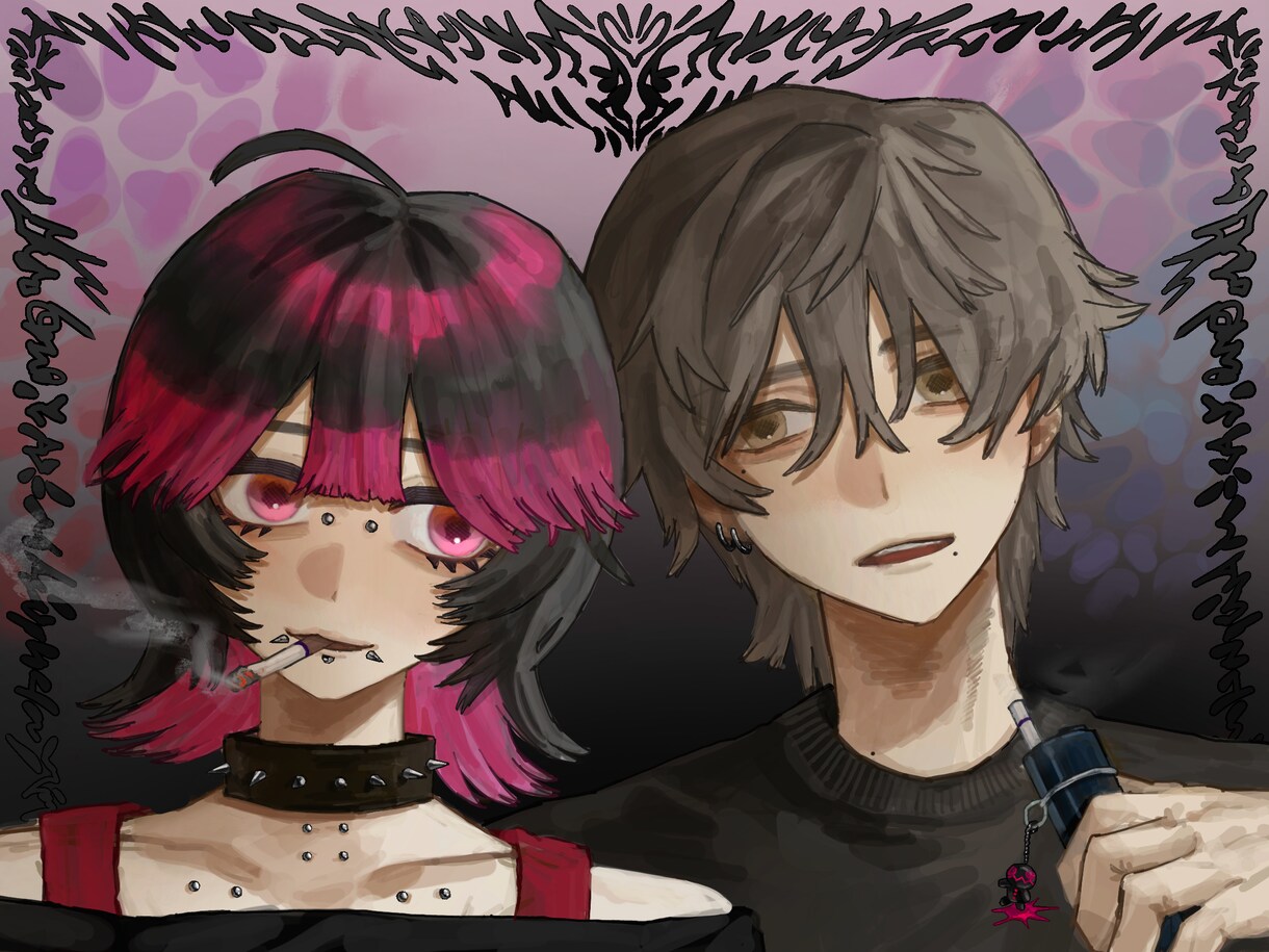 歌ってみたイラスト等　サムネなども描けます パンクな世界観ピアスなどカッコいいイラストが得意です‼️ イメージ1