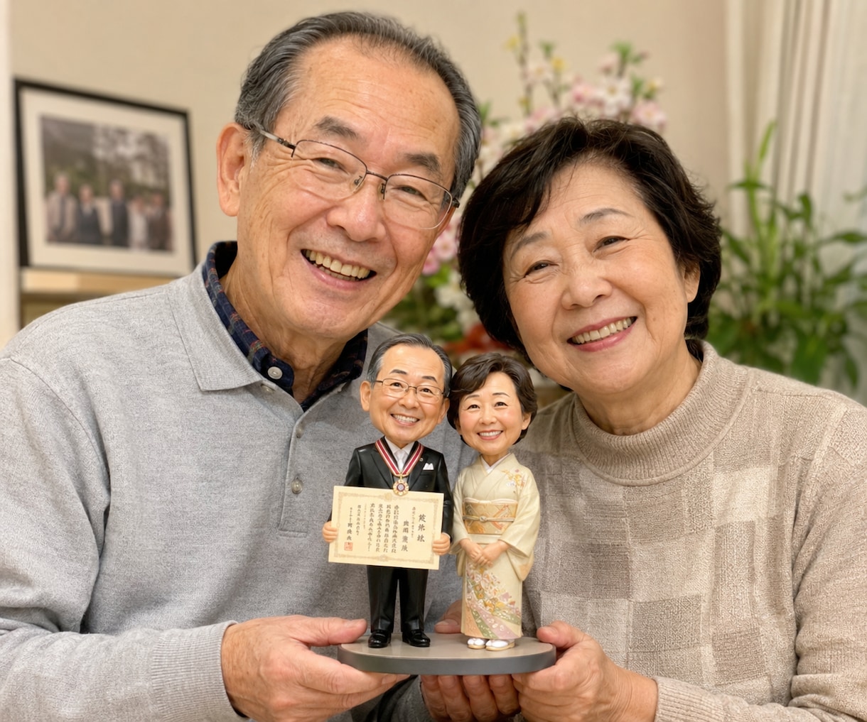写真からオーダーメイド似顔人形フィギュア作ります 還暦・古希祝い 退職・送別会プレゼントに｜両親・上司への感謝 イメージ1