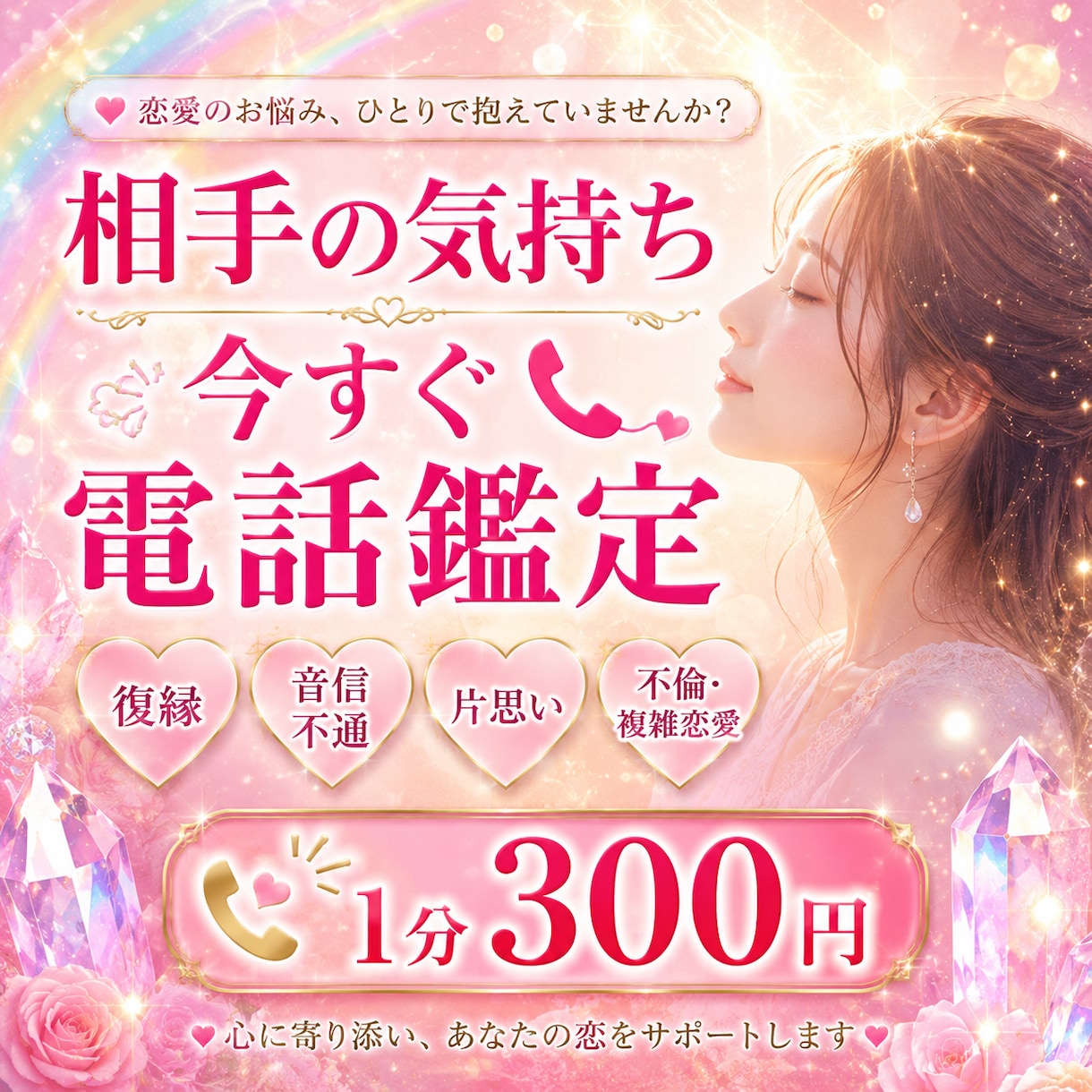 相手の本音・復縁の可能性を電話で鑑定します 相手の気持ちを紐解き、あなたが幸せになる道を照らします イメージ1