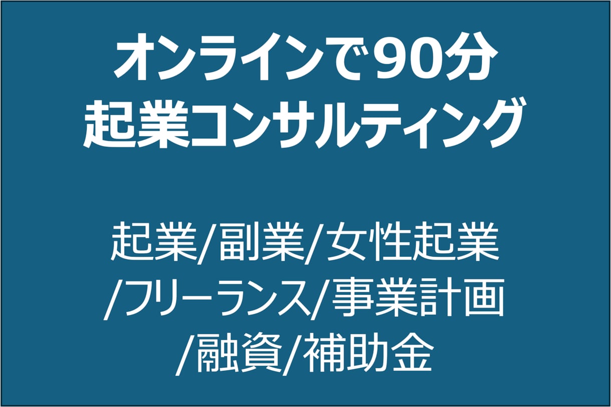オンライン90分　起業・副業コンサルします 起業/副業/女性起業/フリーランス/事業計画/融資/補助金 イメージ1