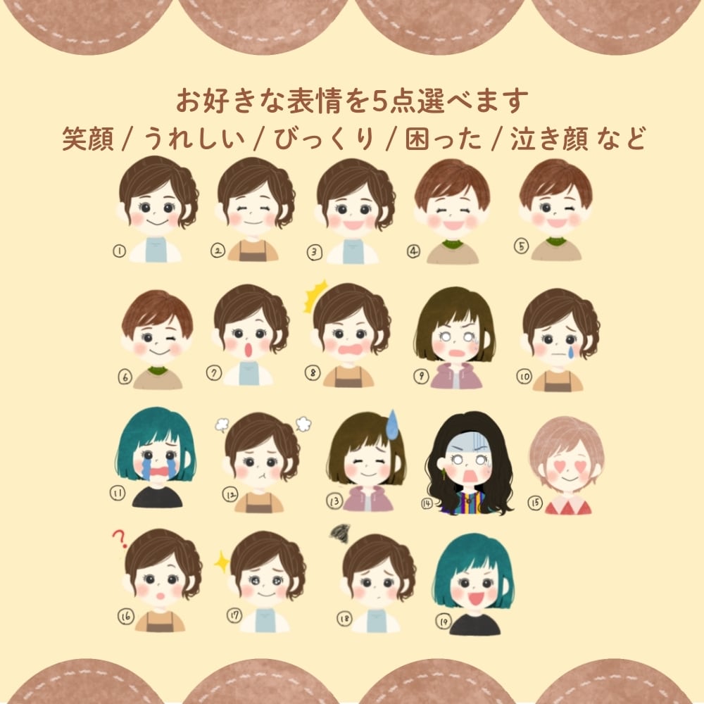 使いやすい表情違いイラスト5点セット描きます やわらかく親しみやすい印象に。修正OK / 初めてでも安心 イメージ2