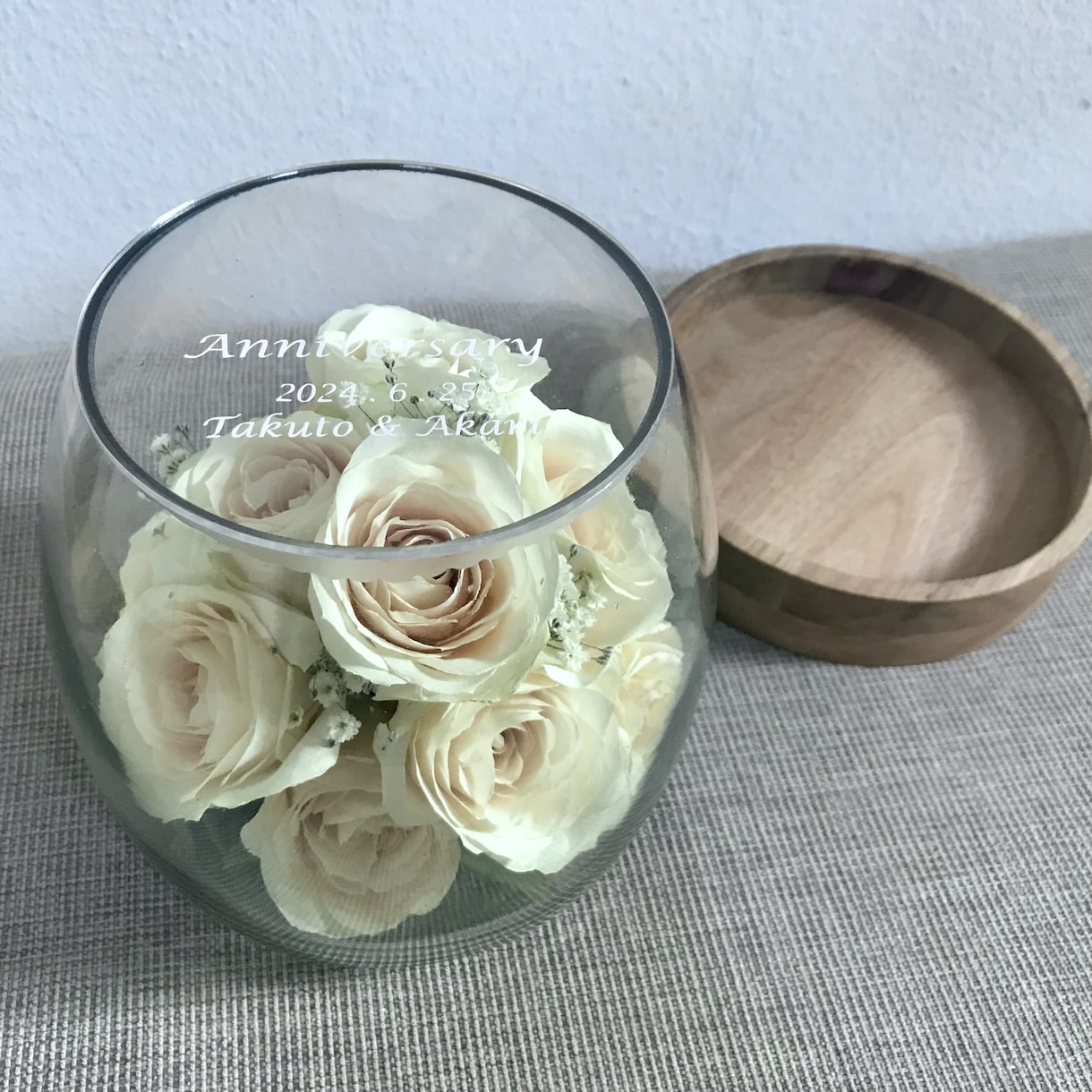 プロポーズの花束ウエディングブーケ記念花を残します 【ポットグラス】 特別な日の花を立体的に保存　ドライ加工 イメージ4