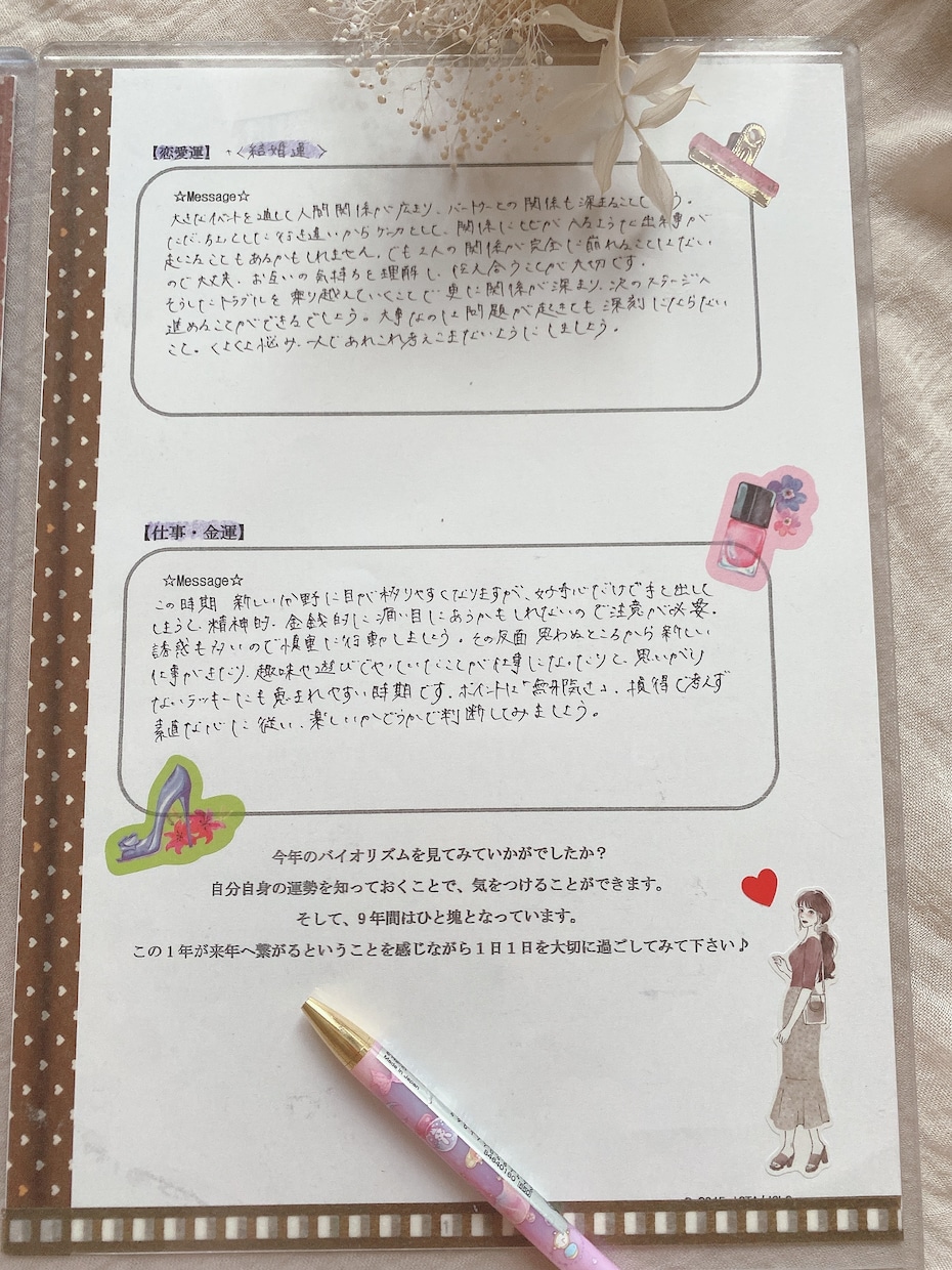 数秘術であなたの9年間の運勢占います 全て手書き診断シートであなただけのお守りに♡ イメージ4