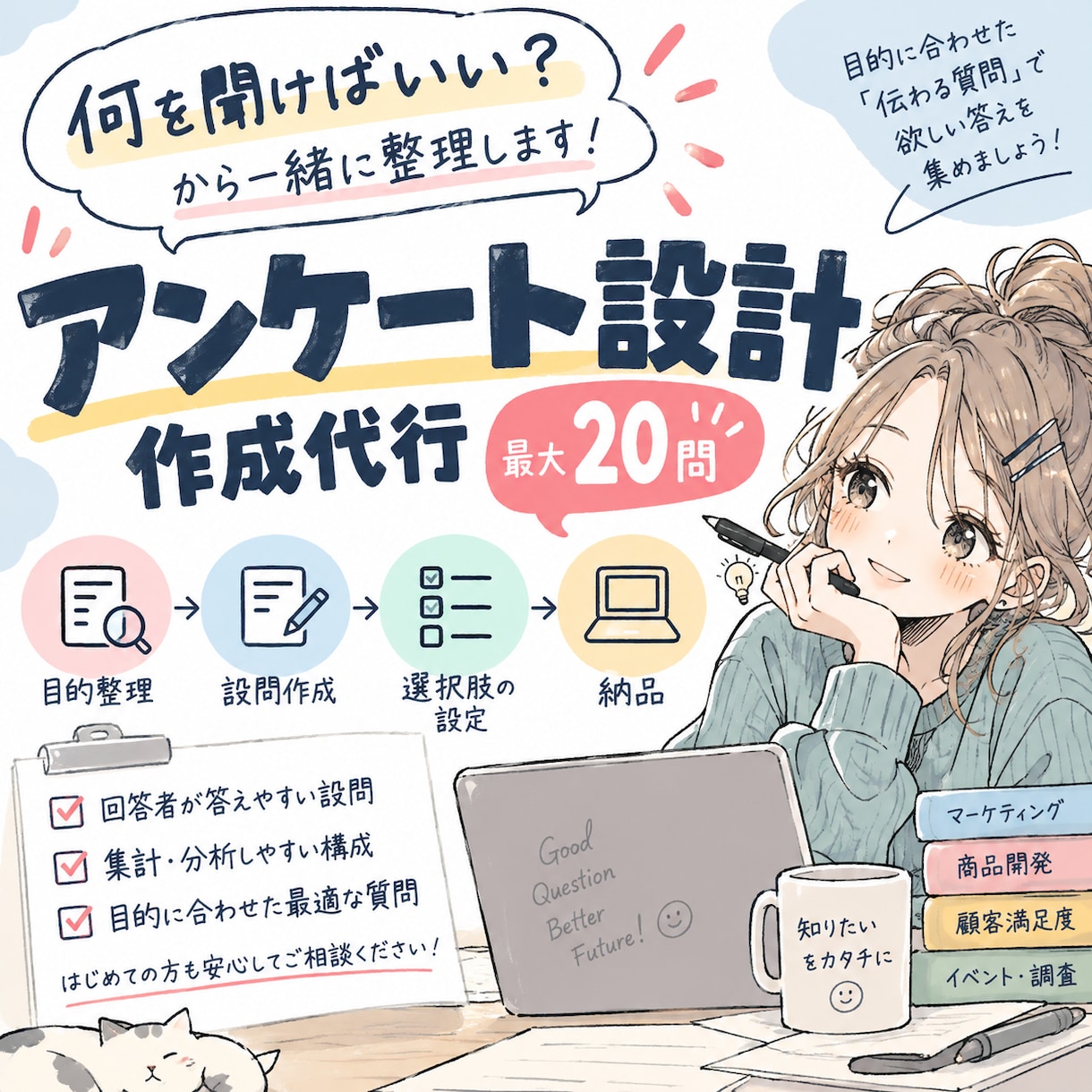 アンケート設問を目的から設計します 最大20問｜何を聞けばいい？から一緒に整理 イメージ1