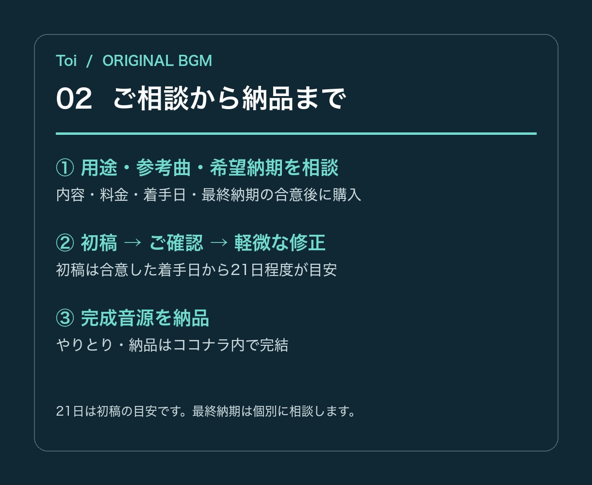 動画・配信に合うオリジナルBGMを作ります 60秒以内・軽微修正2回・WAVとMP3で納品 イメージ3