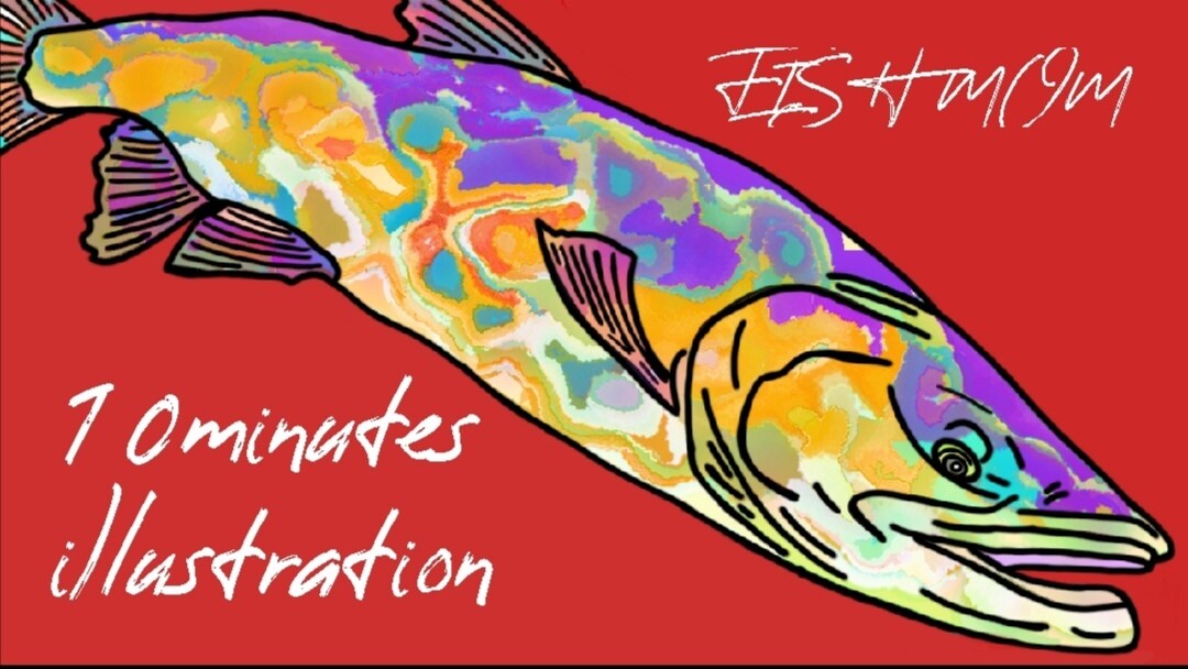 釣り好きの方♪釣れた魚を超カラフルに描きます 6月♡リニューアル出品(*'ω'*)インテリア等にどうぞ♬ イメージ7