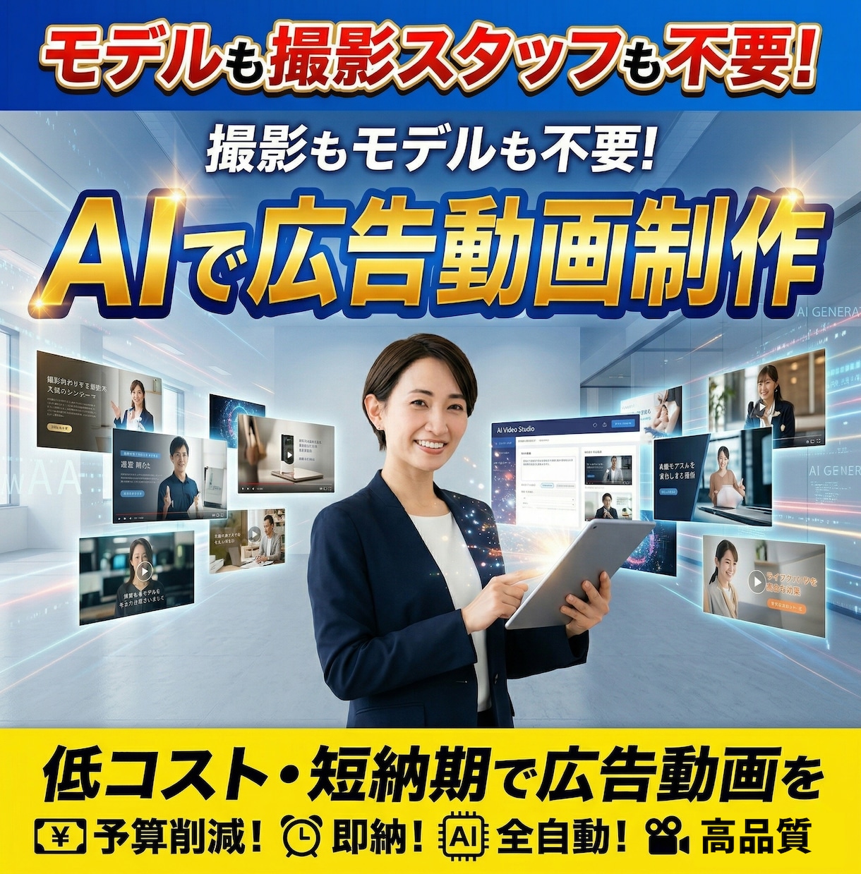 モデルも撮影スタッフも不要！AIで広告動画制作ます 撮影もモデルも不要！低コスト・短納期で広告動画を イメージ1
