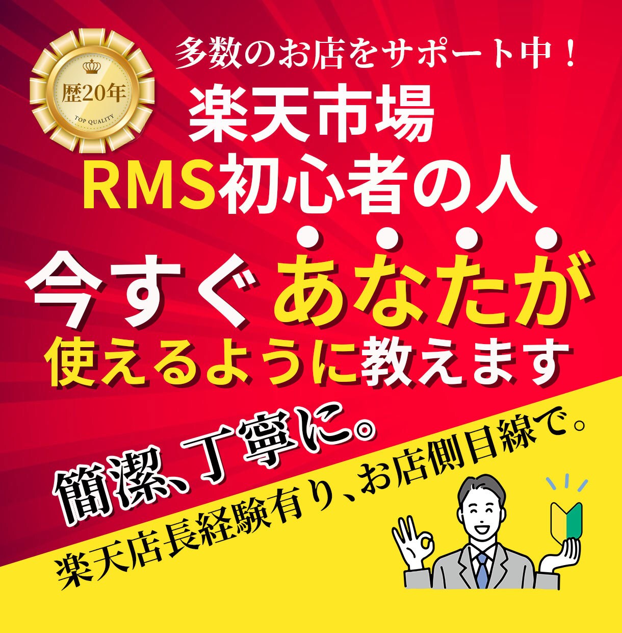 楽天RMSを【あなたが使いこなせるように】教えます 歴20年以上の私にお任せ！個別で安心！疑問をその場で解決。 イメージ1