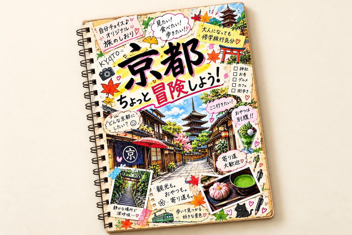 自分チョイス♪オリジナル旅のしおりを制作します 大人にも修学旅行のワクワクを。帰ってからも楽しめる一冊 イメージ1