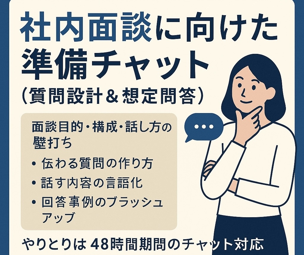 社内面談に向けた準備（質問設計＆想定問答）します 面談の主導権を握る準備を支援します イメージ1