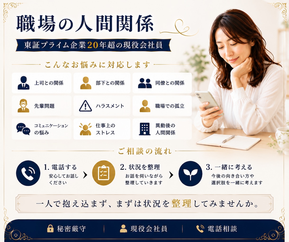 職場の悩みを現役会社員がお聞きします 職場の人間関係、現役会社員と一緒に整理する時間 イメージ2