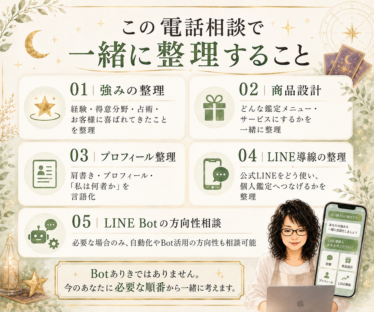 占い師さんの「私の売り」を一緒に言語化します 占い師の強み・商品設計・プロフィール・LINE導線を整理 イメージ2