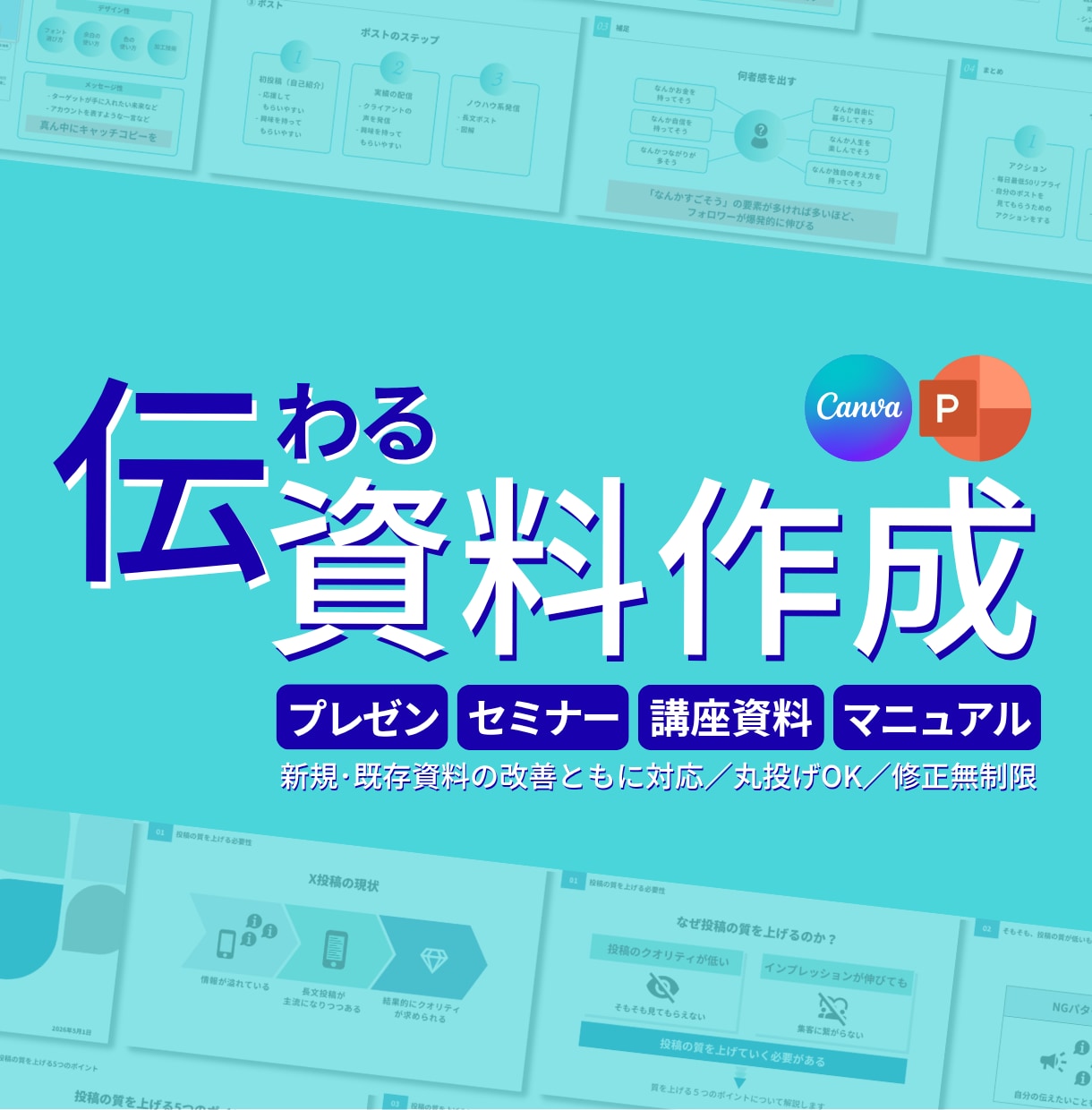 ゴチャゴチャ資料を伝わる図解スライドにします 営業・研修・社内資料をプロが図解デザインに整えます イメージ1