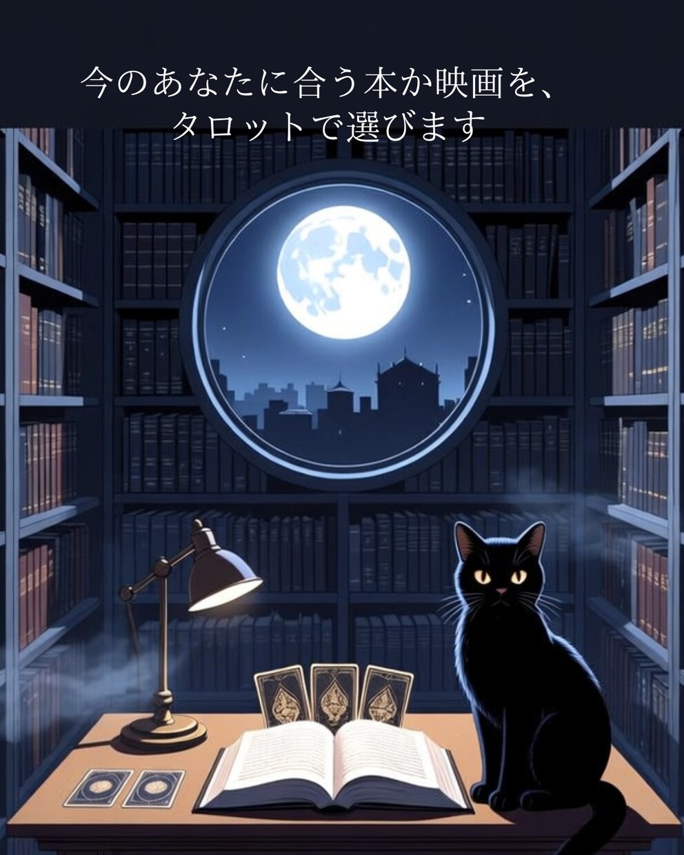 タロットで今の心に寄り添う本や映画をお選びします 夜の図書室へようこそタロットが選ぶあなたへの物語 イメージ1