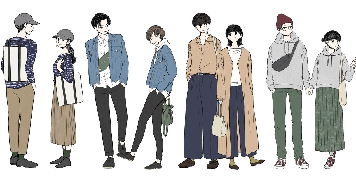 ペアファッションのイラスト描きます 写真は恥ずかしいけどあの日の思い出を残したい、という方に イメージ2