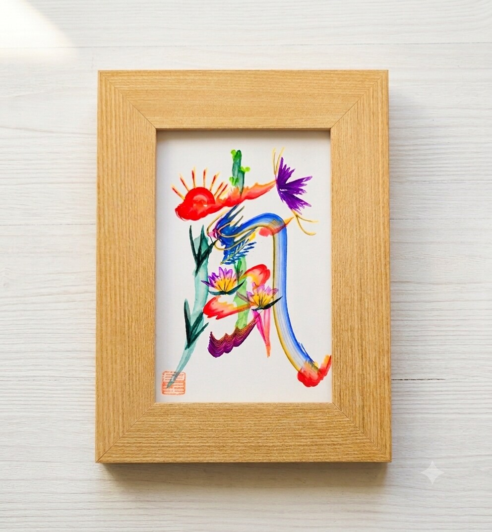 飾りたい１文字を、花文字アーティストが描きます 季節の１文字や推しの１文字を、飾りやすい小さな額縁に イメージ1