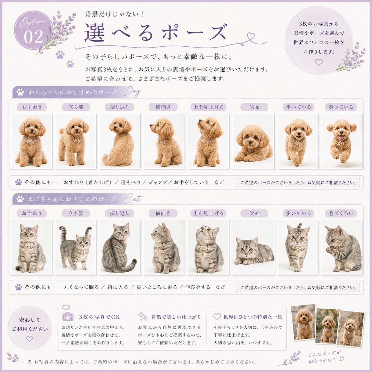 メモリアルポートレート『うちの子』お作りします 犬さん、猫さん、鳥さん…写真３枚から　その子だけの１枚に イメージ4