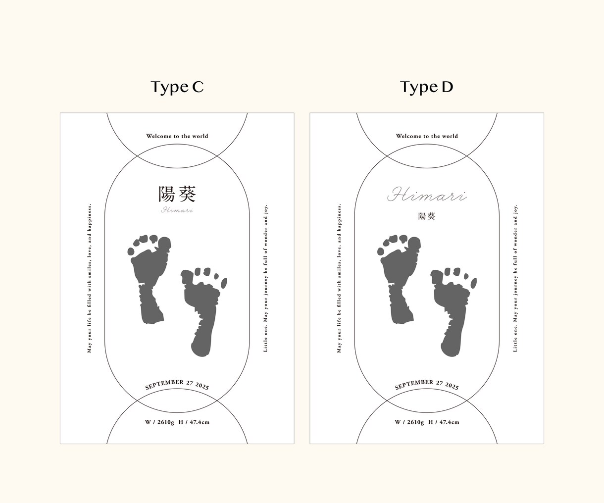 お洒落なデザイン♡手形足形付きの命名書作成できます どんなお部屋にも♡ニューボーンフォトにも♡ イメージ3